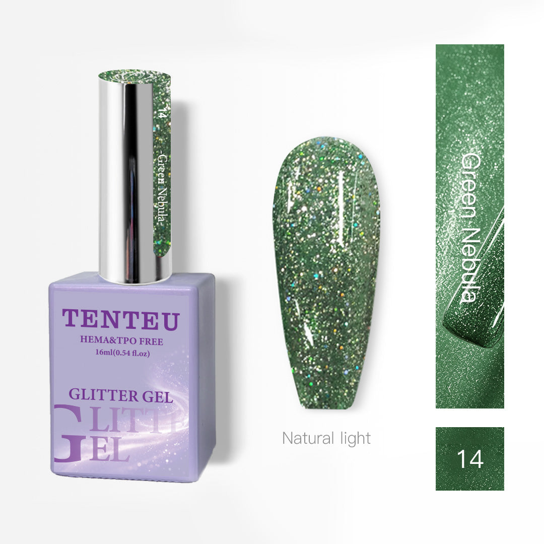 HEMA & TPO FREE Glitter Gel - Green Nebula